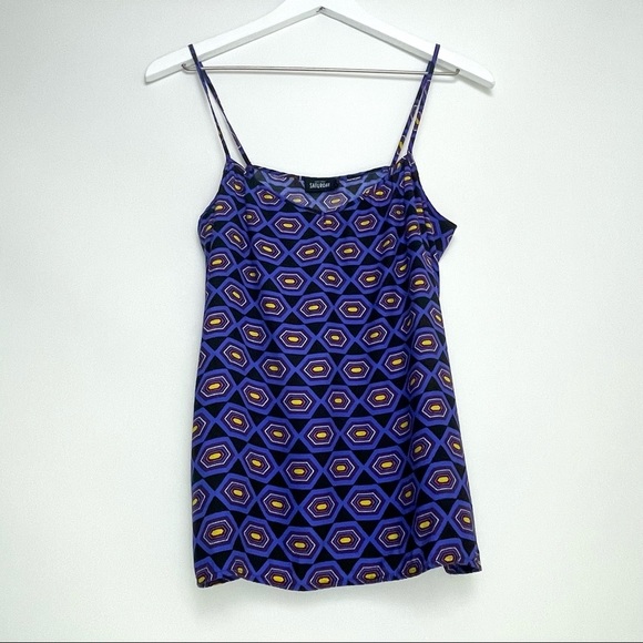 Kate Spade Saturday Geometric Spaghetti Strap Silk Blend Tank Top Size Small - Picture 1 of 5